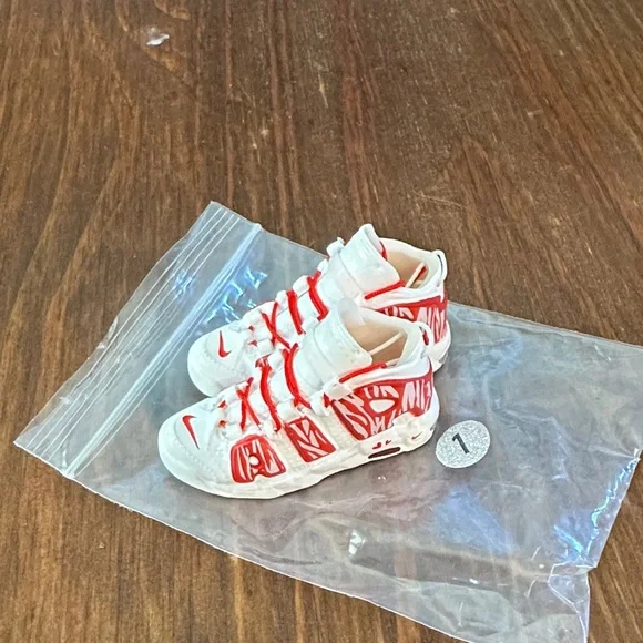 01,Red and White Nike Air High-Top Sneakers - Picture 1 of 4